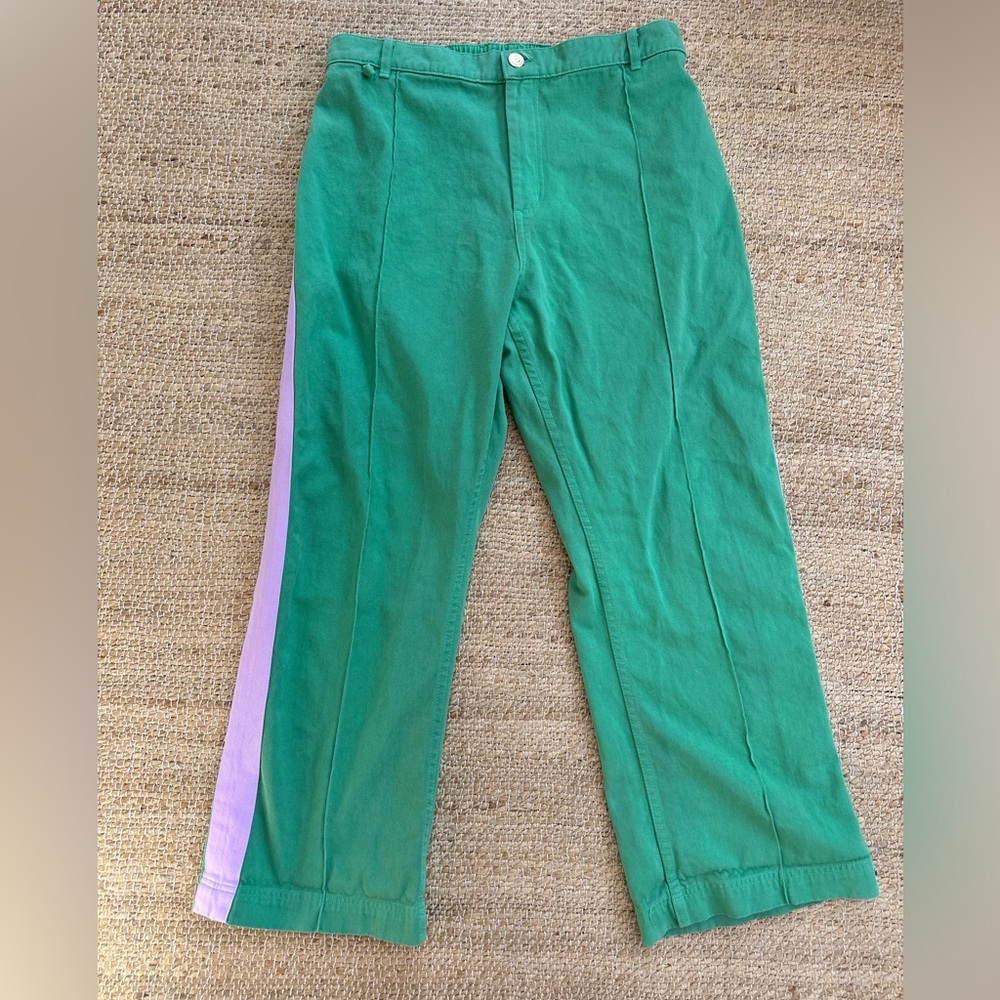 Big bud Press western pants Kelly green pink stripe wide leg high waist XL